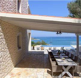 7 bedroom seafront luxury villa with pool & jacuzzi, near Acharavi, sleeps 14-15